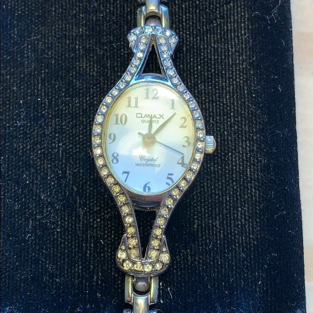 OMAX crystal encrusted elegant waterproof watch